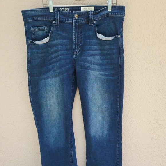 TK Axel Men's Dark Wash Slim Boot Denim Jeans Sz 38x32 - Picture 1 of 5